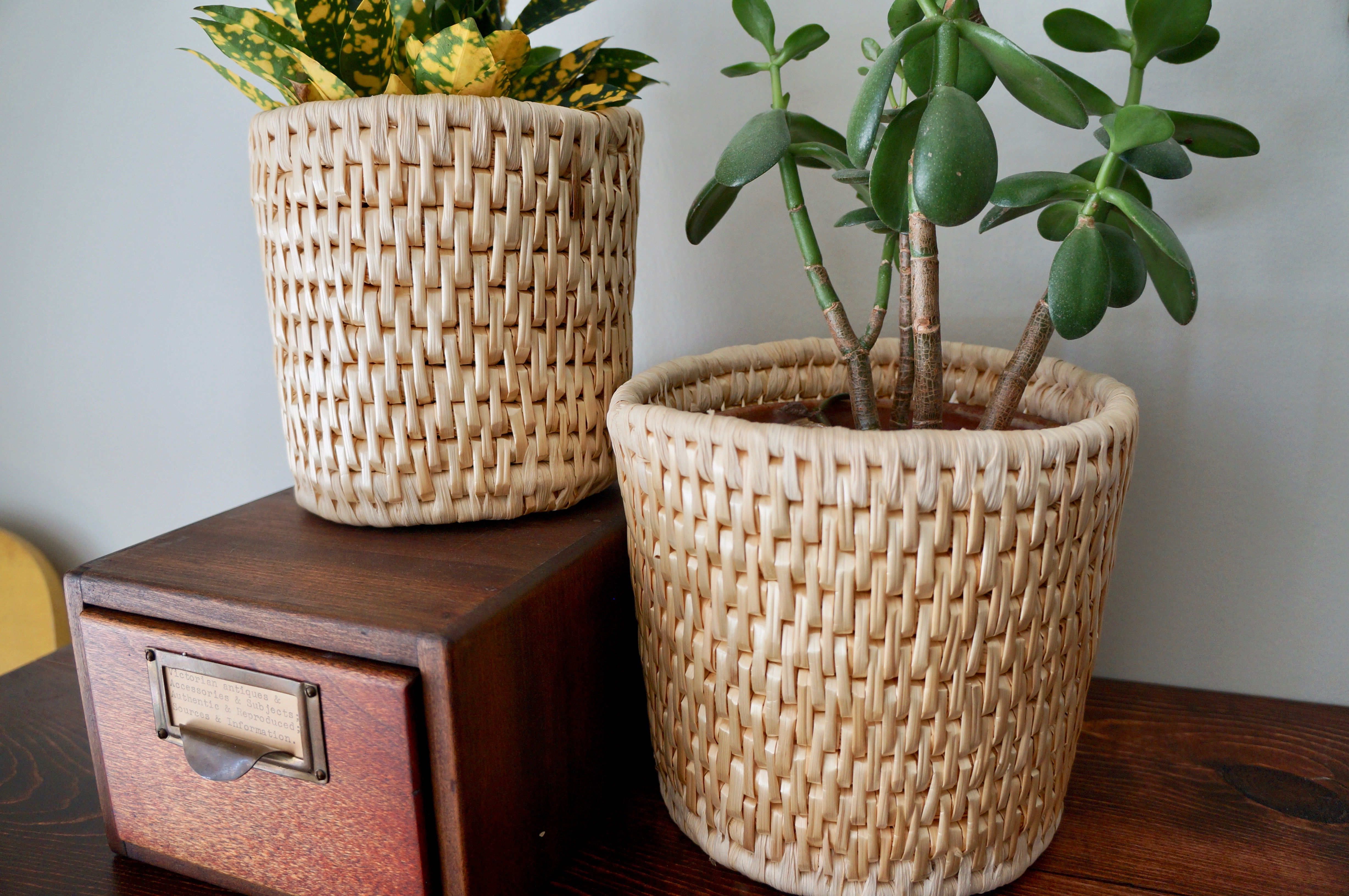 Vintage Woven Planter Covers - Set of 2