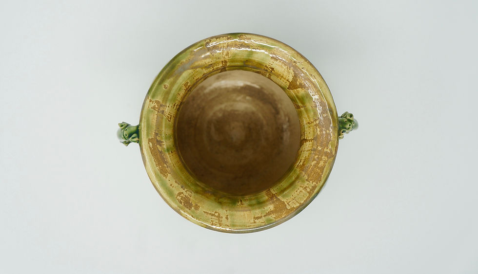 Thumbnail: Ceramic Pottery Vase with 3D Leaf Detail - Short