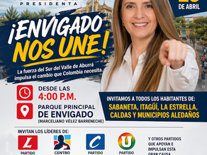 Paloma Valencia llega a Envigado este sábado 25 de abril con gran concentración ciudadana