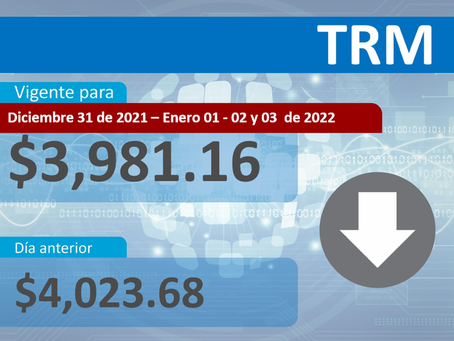 Dólar termina 2021 y comienza 2022 por debajo de $ 4.000; TRM que irá hasta el 3 de enero