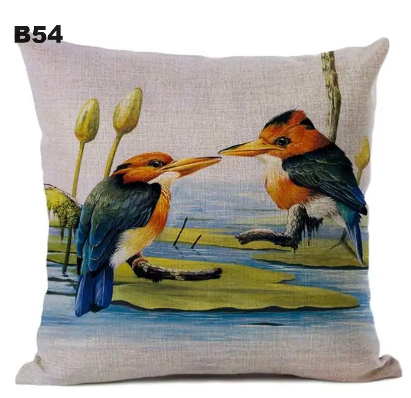 Linen Cushion Kingfishers