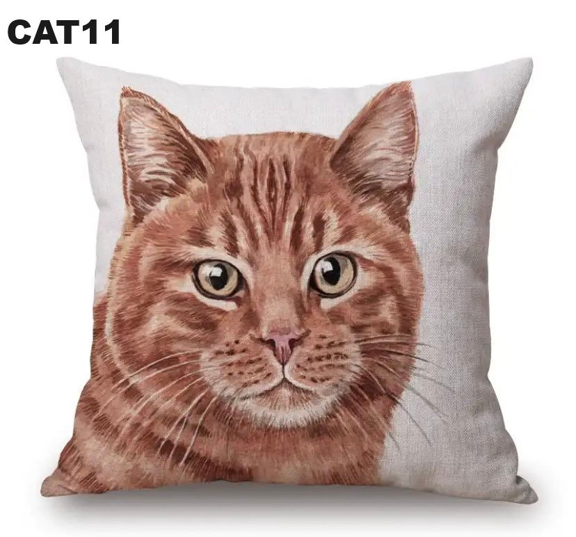 Linen Cushion Cat