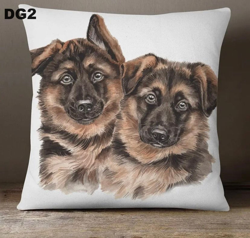 Linen Cushion German Shepherd Puppies