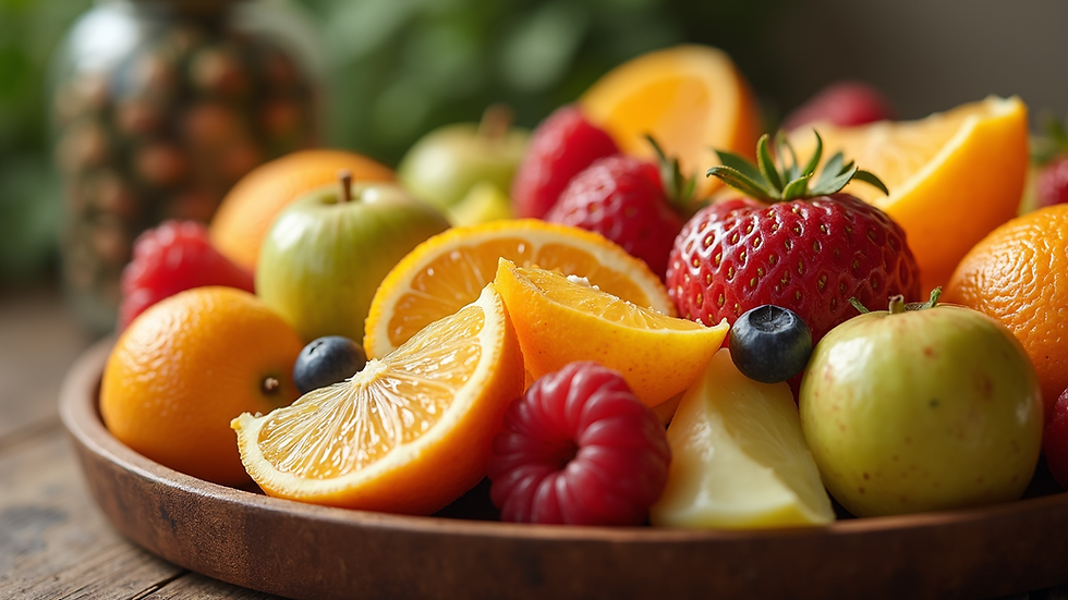Close-up view of a colorful fruit spread