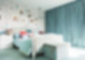 Blue room with beautiful curtains