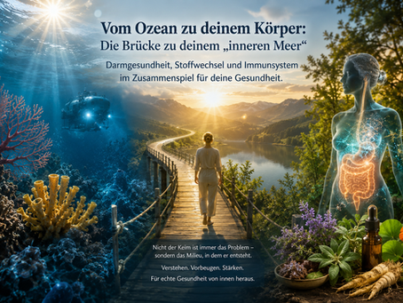 Darmgesundheit, Stoffwechsel und Immunsystem im Zusammenspiel – vom Ozean zum inneren Meer als Symbol für ganzheitliche Gesundheit von innen heraus.