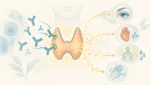 TSH receptor antibodies bypass the normal feedback system and keep the thyroid switched on