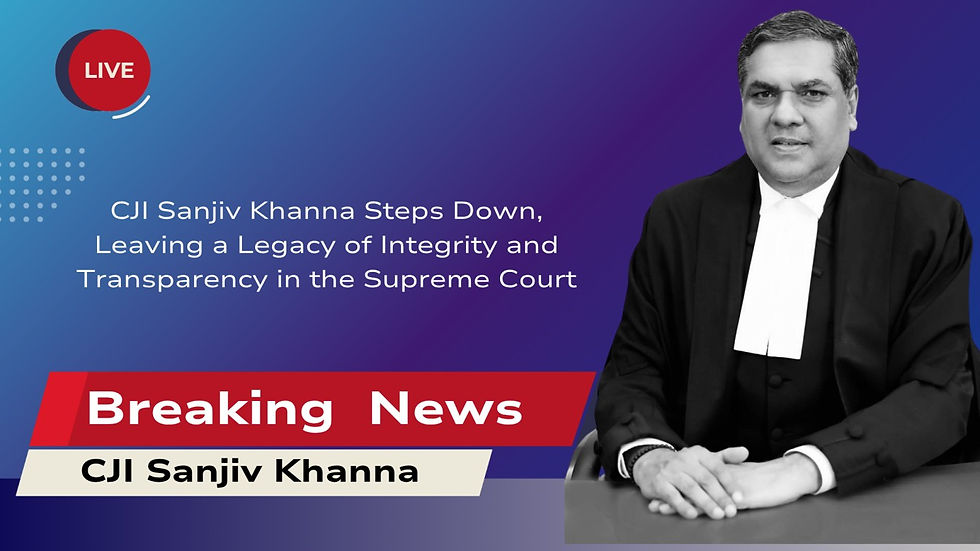 Chief Justice of India Sanjiv Khanna delivering his farewell address in the Supreme Court, known for his commitment to transparency, humility, and judicial integrity.