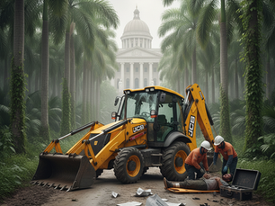 JCB commercial vehicle accident on plantation road with injured pedestrian and insurance paperwork, highlighting Kerala High Court ruling.