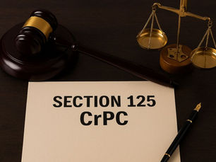 Gavel, balance scale, and a document labeled "SECTION 125 CrPC" symbolizing a legal judgment on maintenance laws in India.