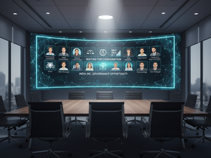 A corporate boardroom with empty chairs representing the shortage of independent directors in India, despite a large pool of skilled professionals available.