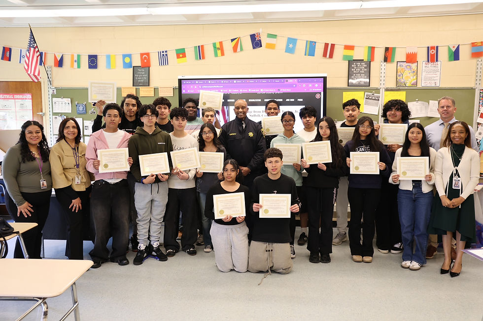 SUFFOLK SHERIFF HOLDS GRADUATION FOR CENTRAL ISLIP HIGH SCHOOL STUDENT AMBASSADOR PROGRAM