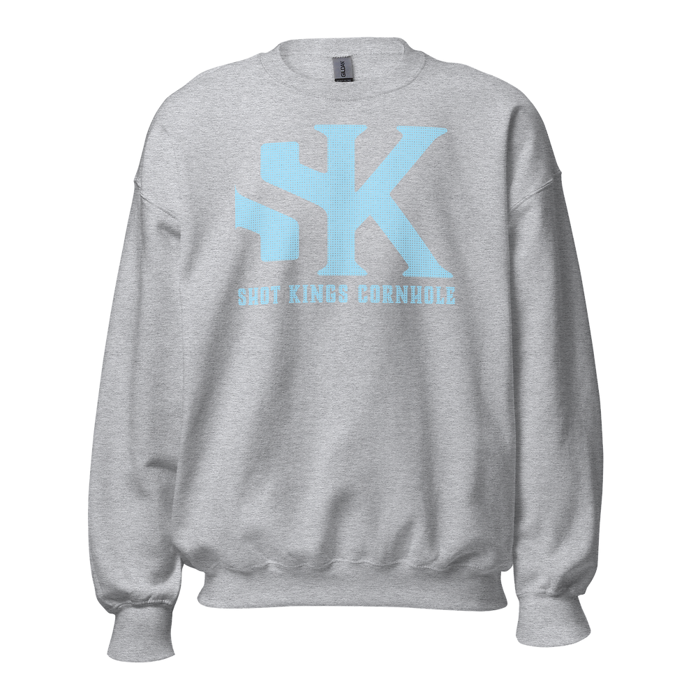 Thumbnail: Shot Kings Cornhole – Baby Blue “SK” PrefLogo Black Unisex Sweatshirt