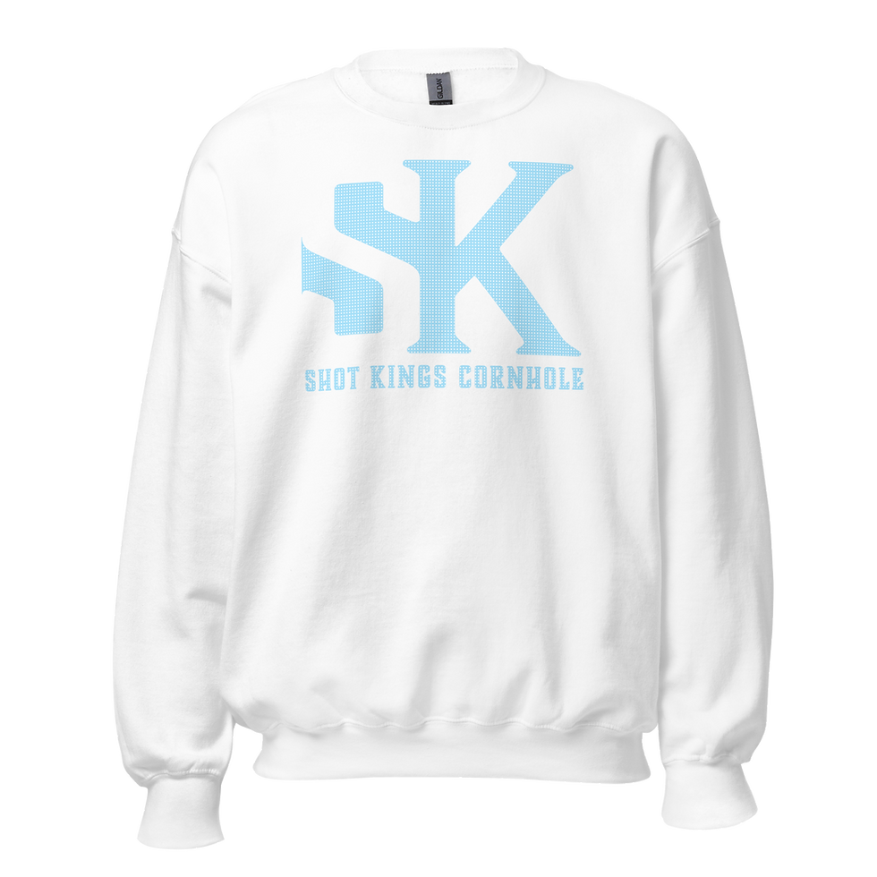 Thumbnail: Shot Kings Cornhole – Baby Blue “SK” PrefLogo Black Unisex Sweatshirt