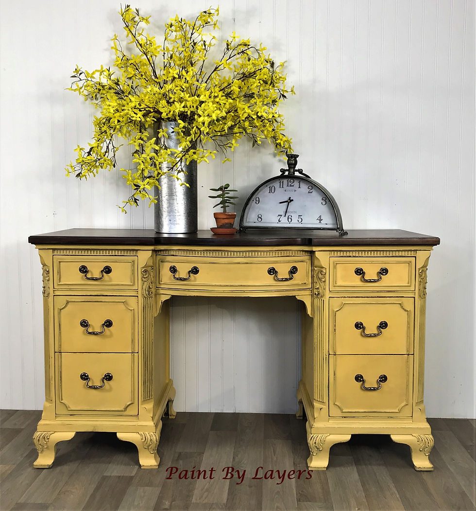 Yellow Milk Painted Vintage Desk