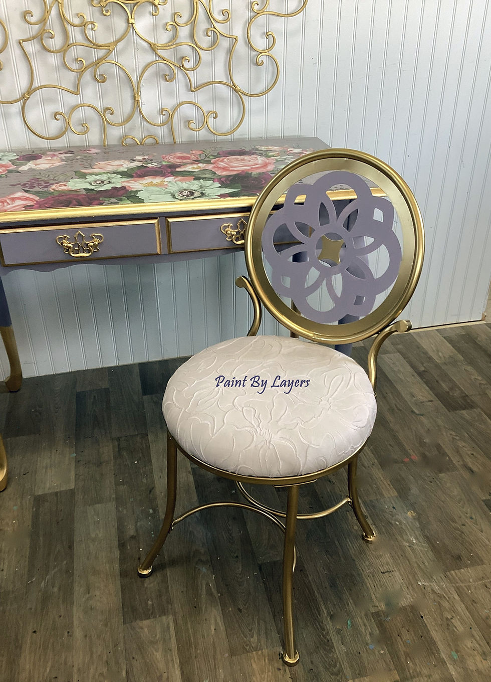 Thumbnail: French Provincial writing desk or Vanity Set with chair   SOLD