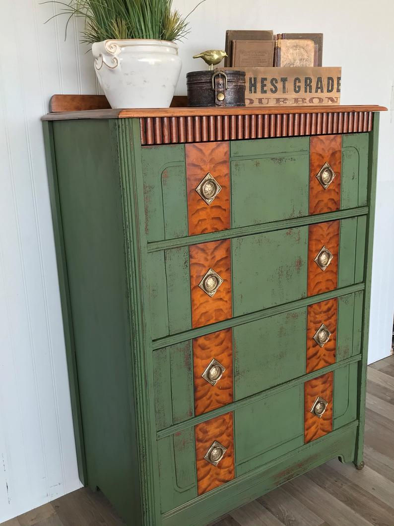 Thumbnail: Vintage  Farmhouse Dresser with Burl wood