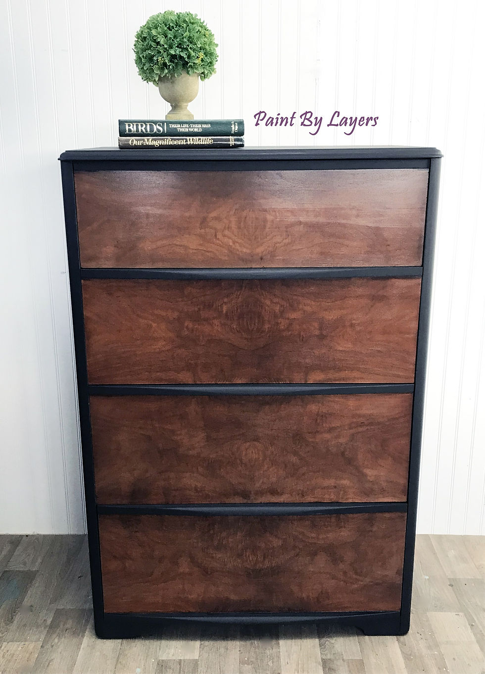 Vintage Upright Two Toned MCM Highboy Dresser