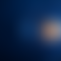 Abstract blue eye with glowing orange center and DNA helix on dark scientific background
