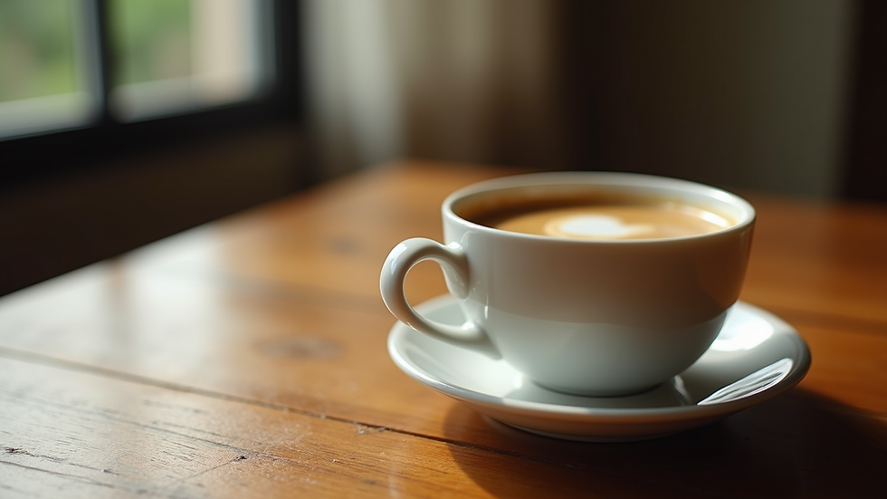 Eye-level view of a traditional Thai coffee cup with condensed milk on a wooden table