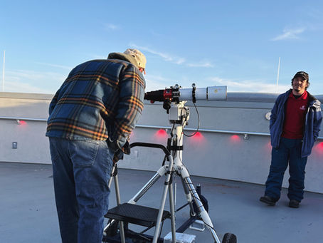 Looking through a telescope