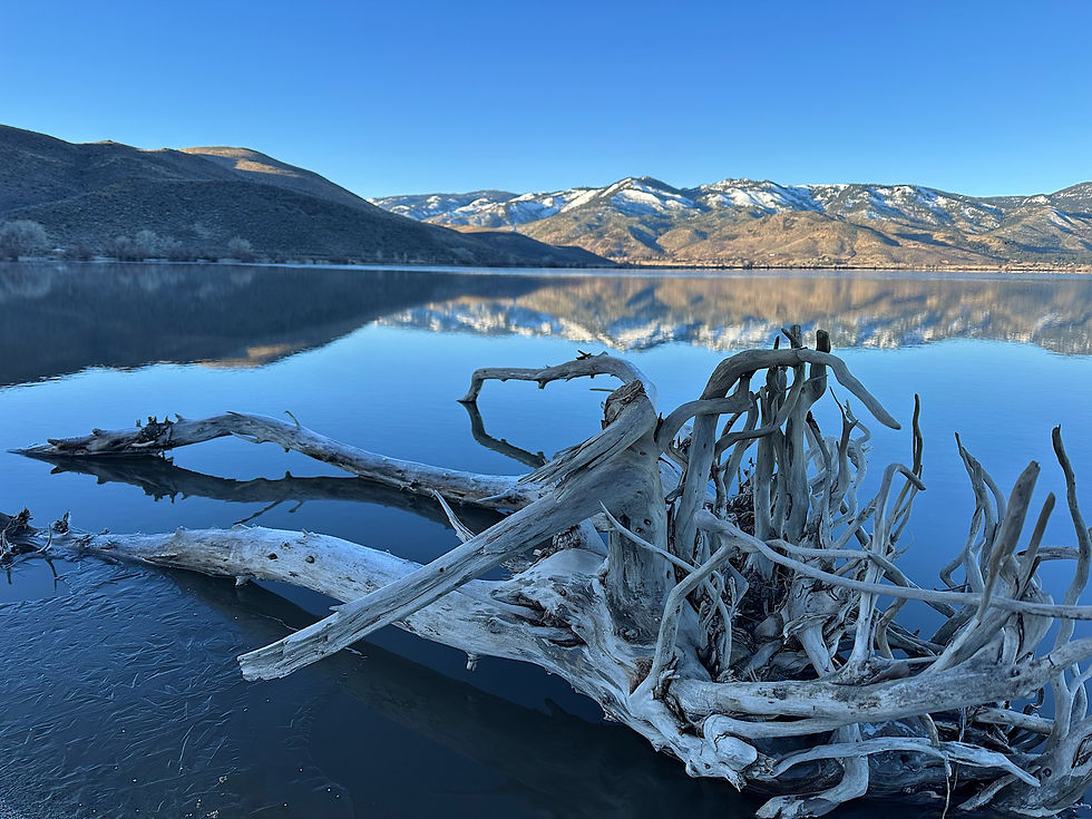 Washoe Lake reflecting the mountains