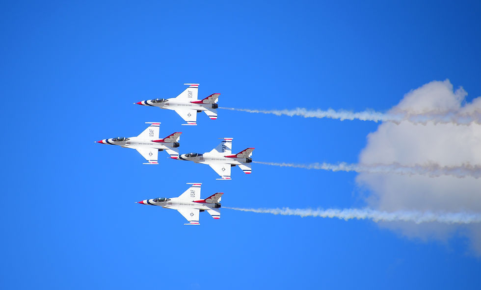 Collection of military aviation photographs from Hill Air Force Base featuring F-35 fighter jets, Thunderbird formations, aerial maneuvers, runway demonstrations, smoke effects, and air show performances