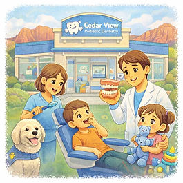 kids and parents smiling at cedar view pediatric dentistry the best place in utah for kids dental needs