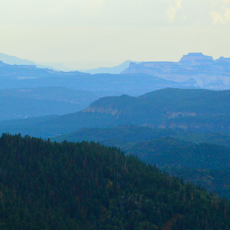 view from athe canyon of Cascade Falls Utah overlooking the backside of Zion National Park
