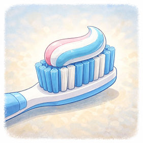 toothbrush with a dab of toothpaste on it