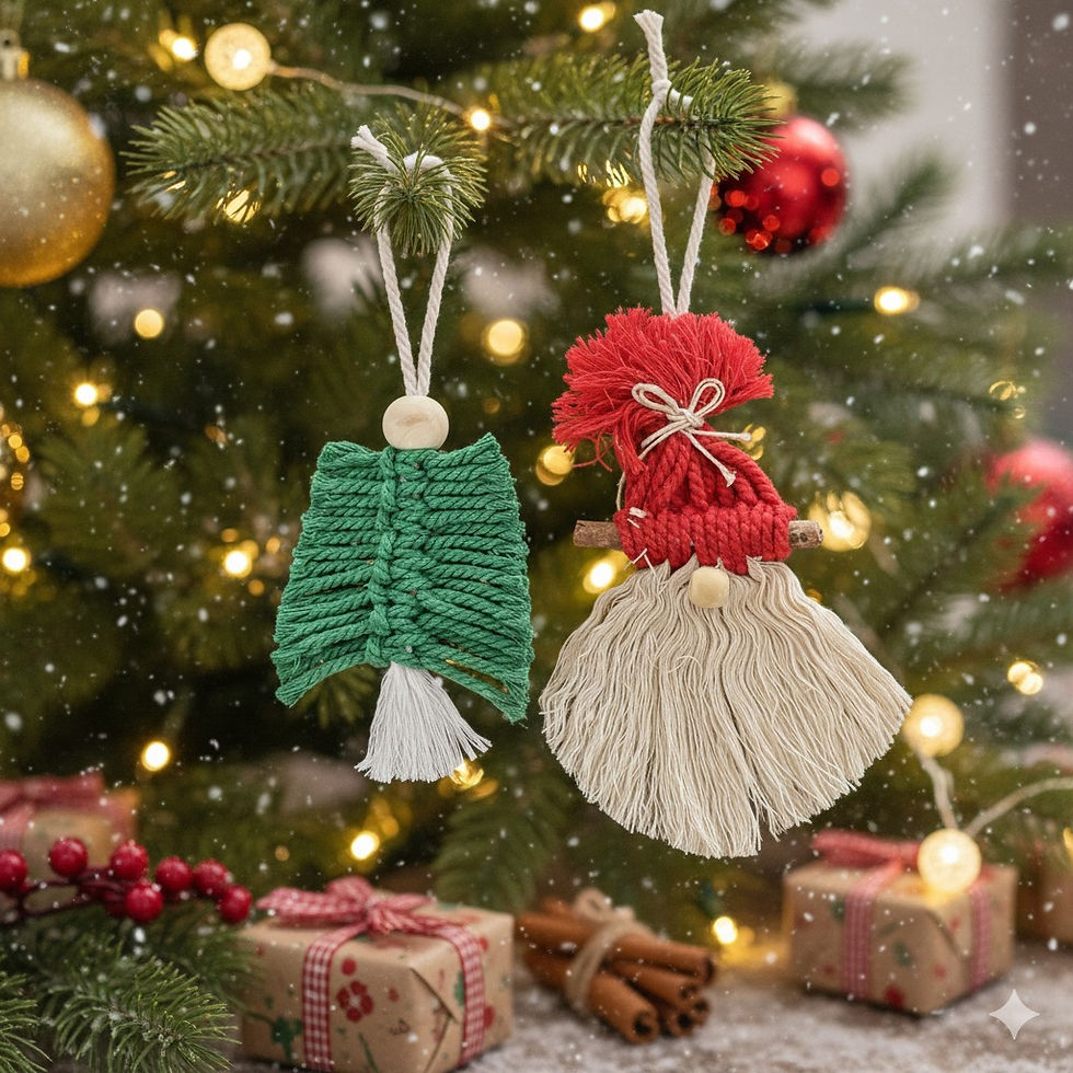 Thumbnail: MACRAME XMAS ORNAMENTS SET OF 2