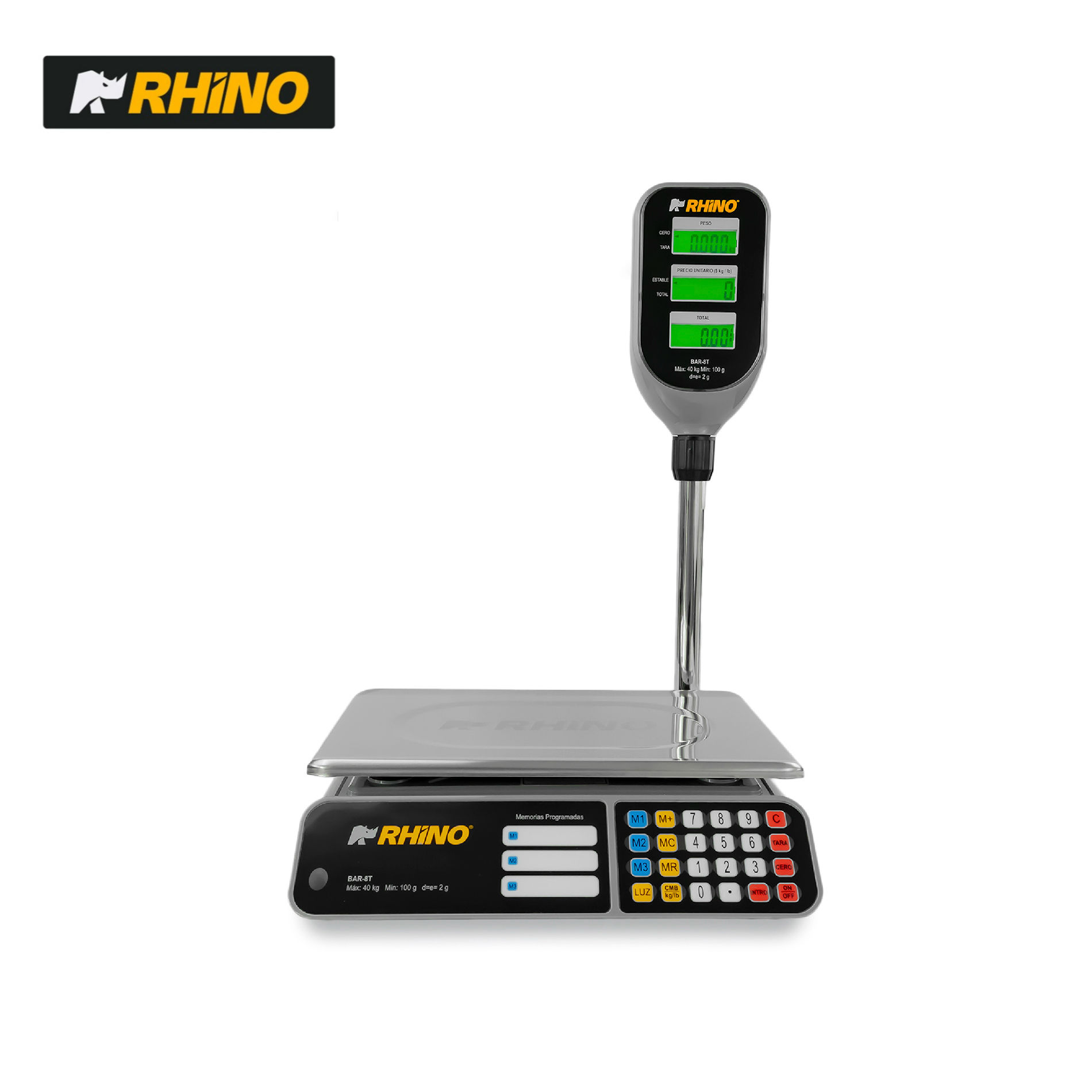 Báscula Electrónica Multifunciones con Torreta 40 KG – RHINO BAR-8T