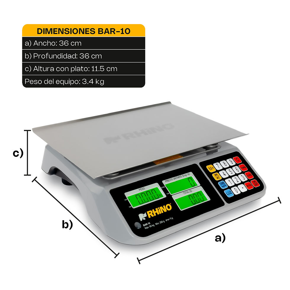 Miniatura: Báscula Electrónica Multifunciones con Puerto USB 60 KG – RHINO BAR-10