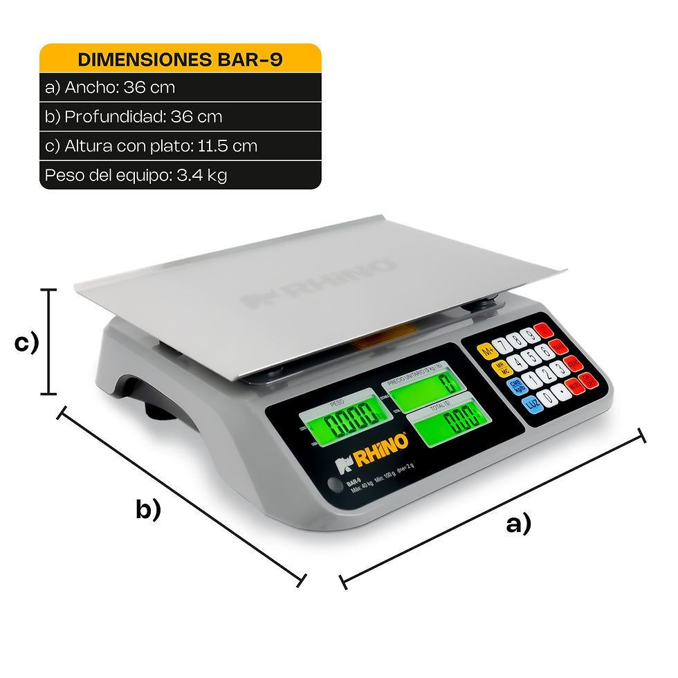 Miniatura: Báscula Electrónica Multifunciones con Puerto USB 40 KG – RHINO BAR-9