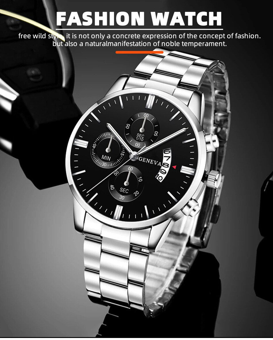 Thumbnail: Geneva Prestige Chronograph Watch & Bracelet Set