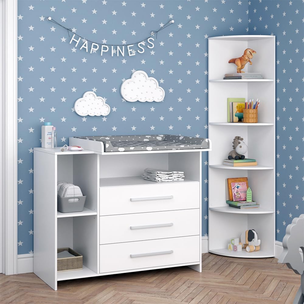 Vicco Oskar Kinderzimmer Set mit Wickelkommode & Spielzeugregal