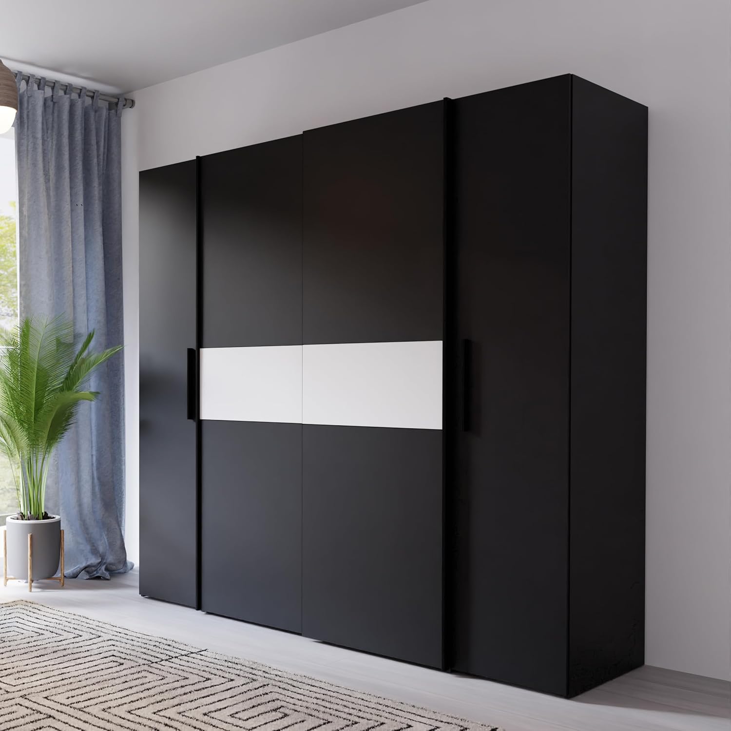 Forte Kalixtus Kleiderschrank mit Schwebetüren – Moderner 4-türiger