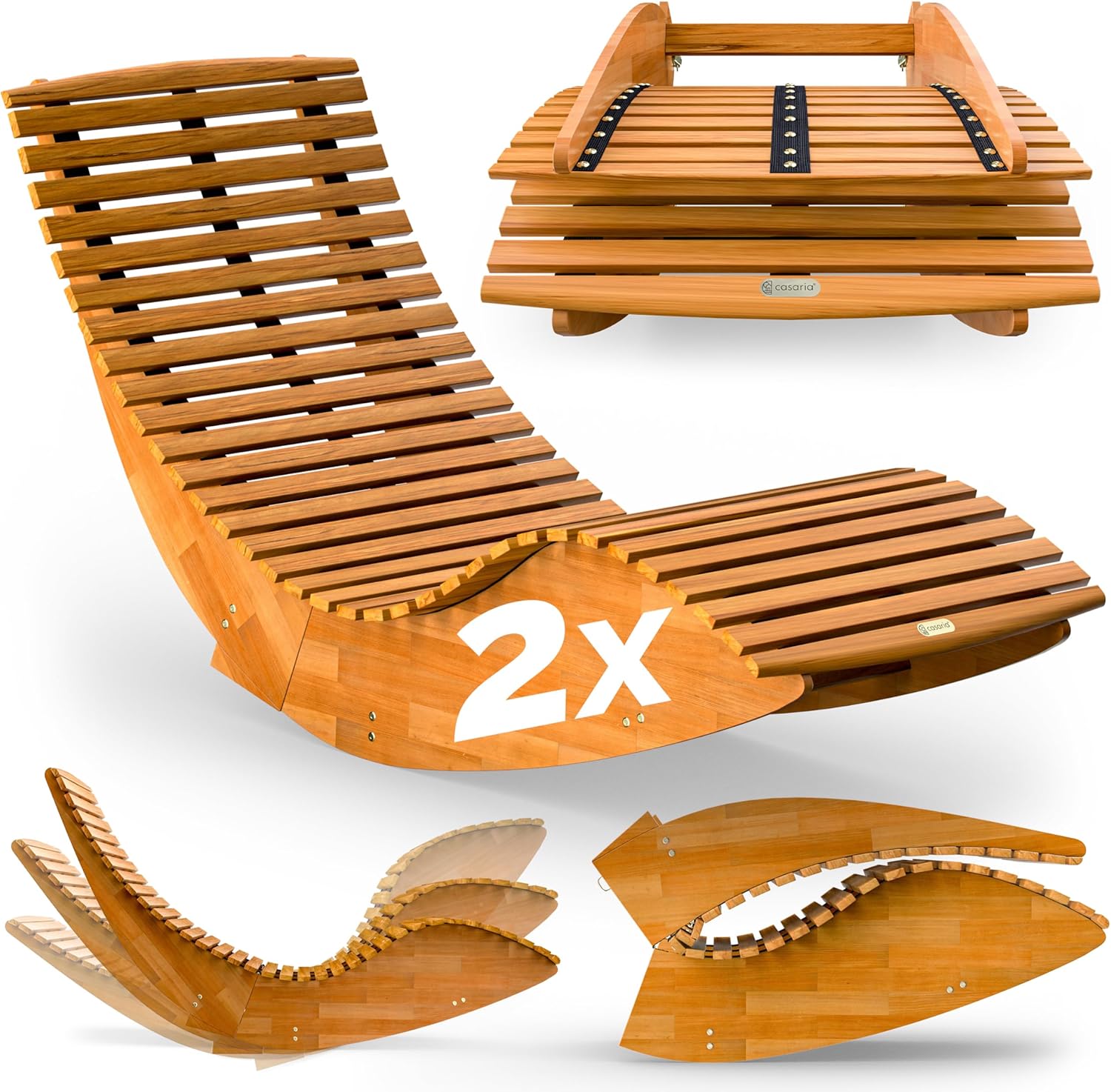 Casaria 2er Sonnenliege Akazienholz Klappbar Wetterfest FSC® Gartenliege
