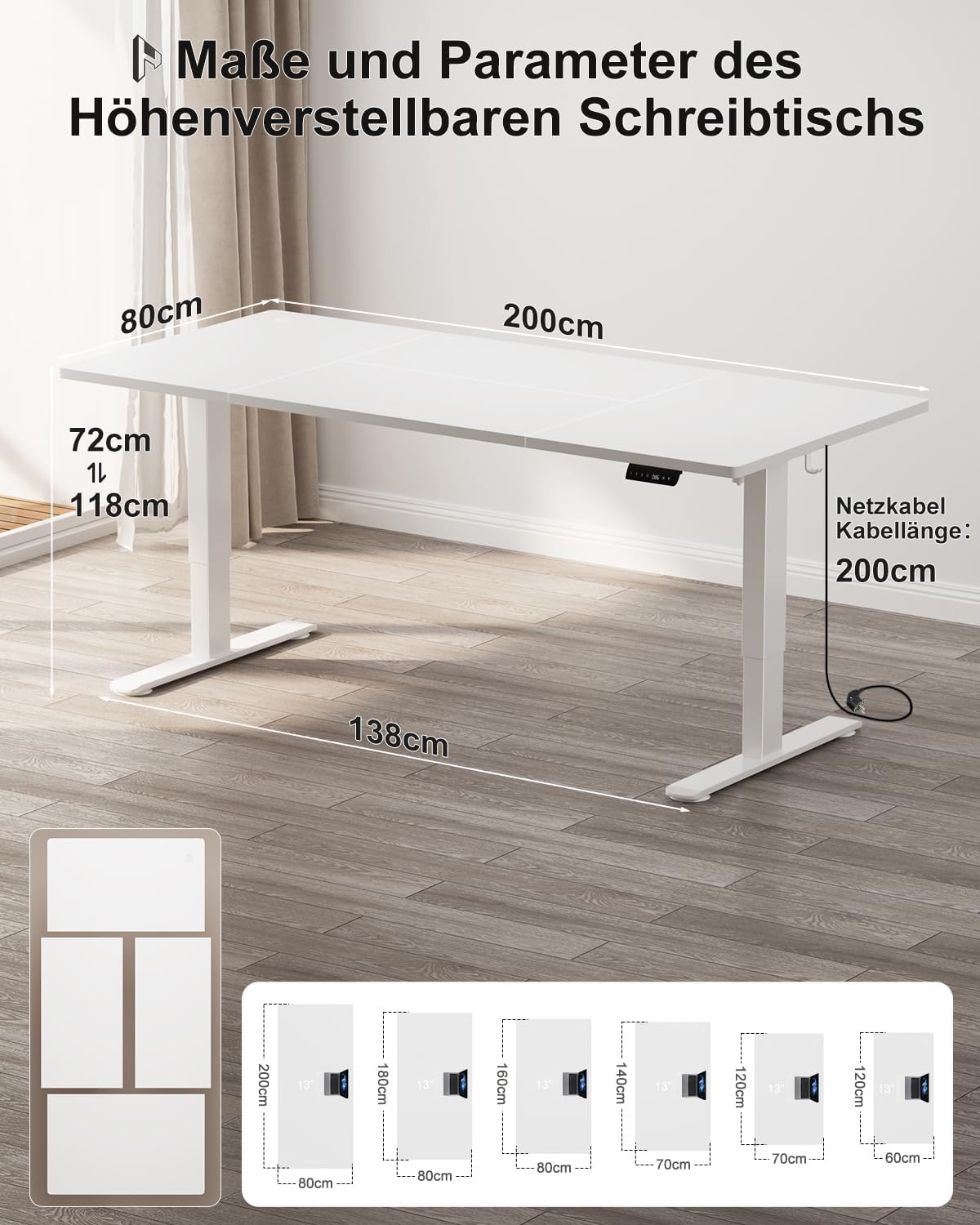 Homall Elektrischer Schreibtisch höhenverstellbar mit USB & Kabelmanagement