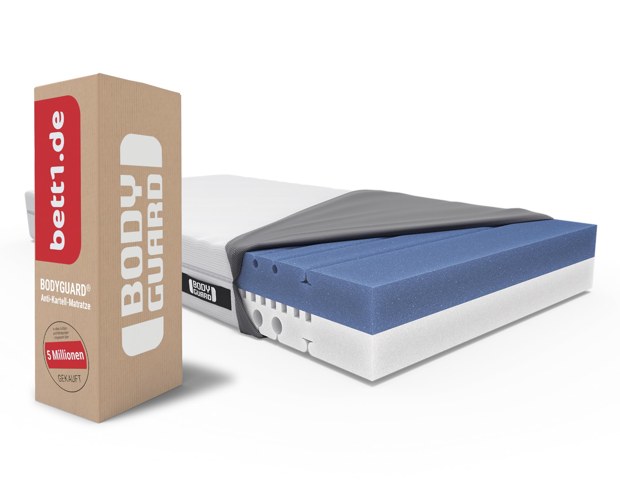 bett1 Bodyguard Matratze Ergonomisch 2in1 Liegehärte QXSchaum Waschbarer Bezug