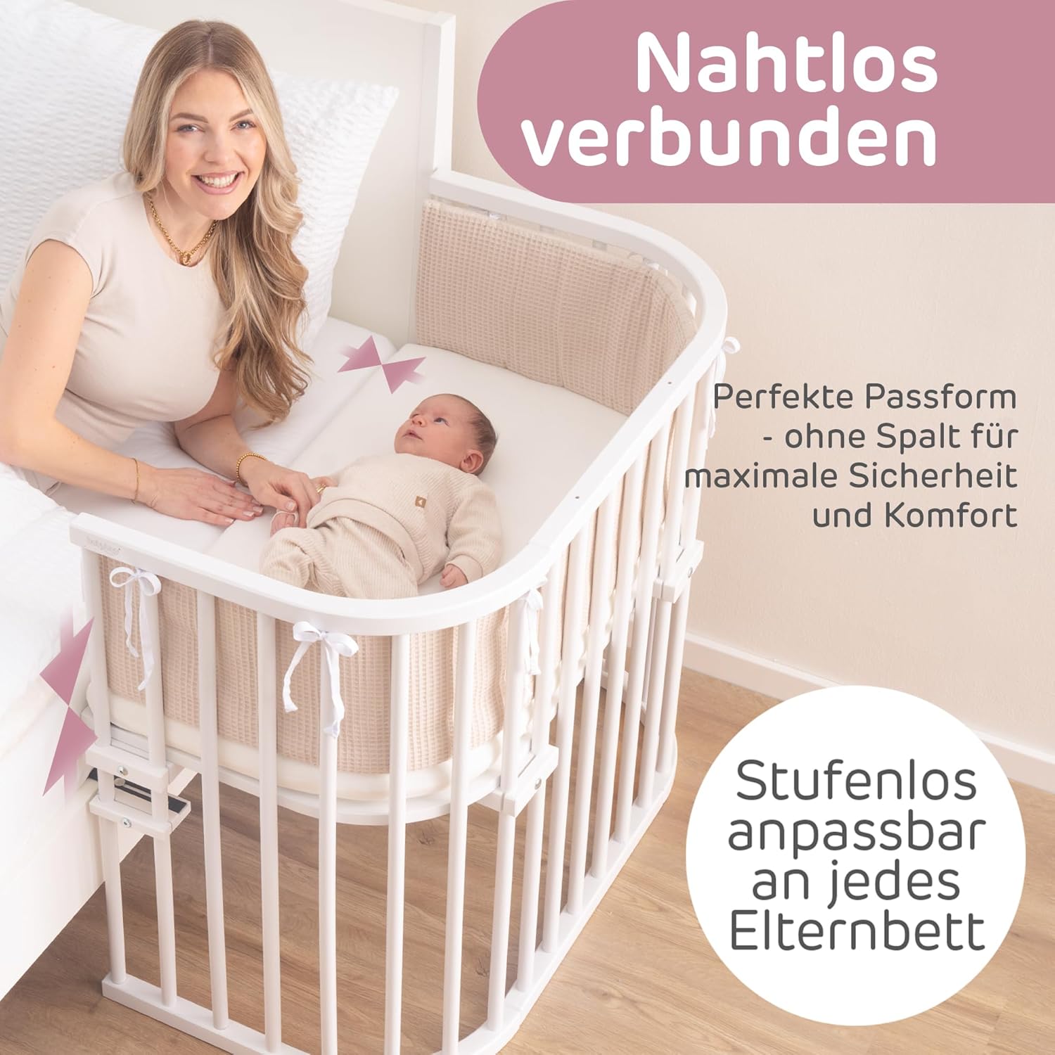 babybay Original Beistellbett aus massivem Buchenholz mit Matratze