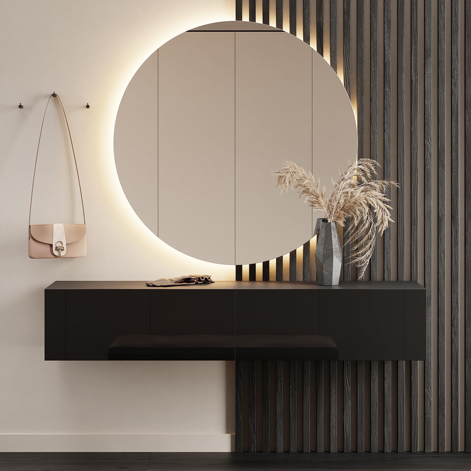 Planetmöbel Flur Garderobe mit Stauraum & Klappe – Hängeschrank Wandgarderobe