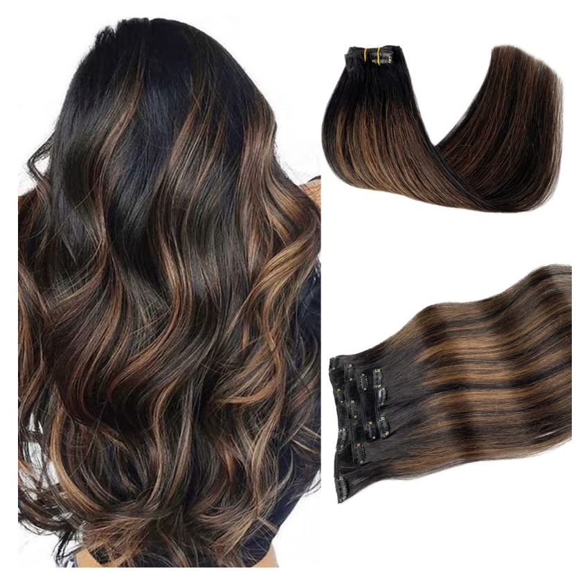 Ombre Human Hair 16" Clip In Extensions