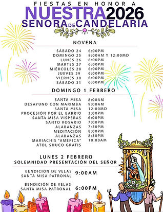 Programación de actividades en honor a Nuestra Señora de Candelaria San Salvador 2026