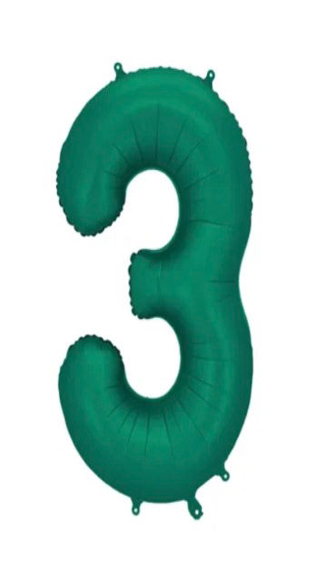 FOIL BALLOON NUMBER "3" BOTTLE GREEN (86CM)  
