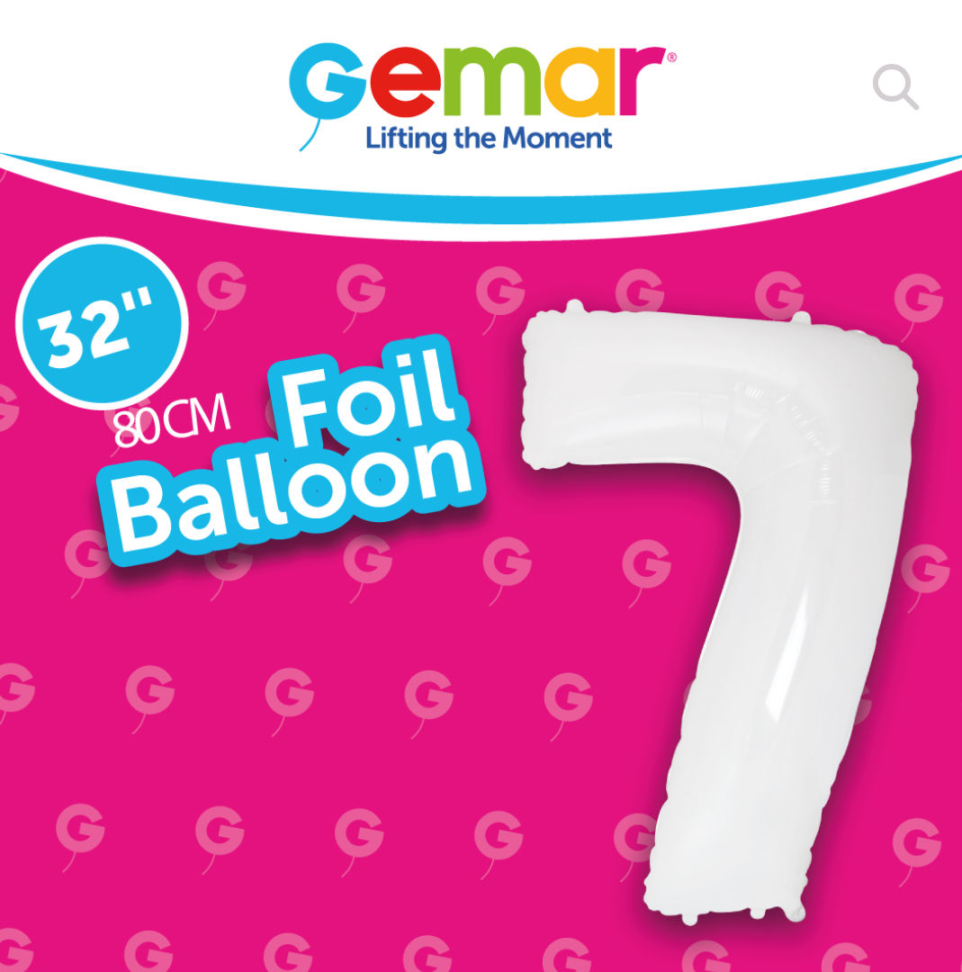 NUMBER 7 32” WHITE 