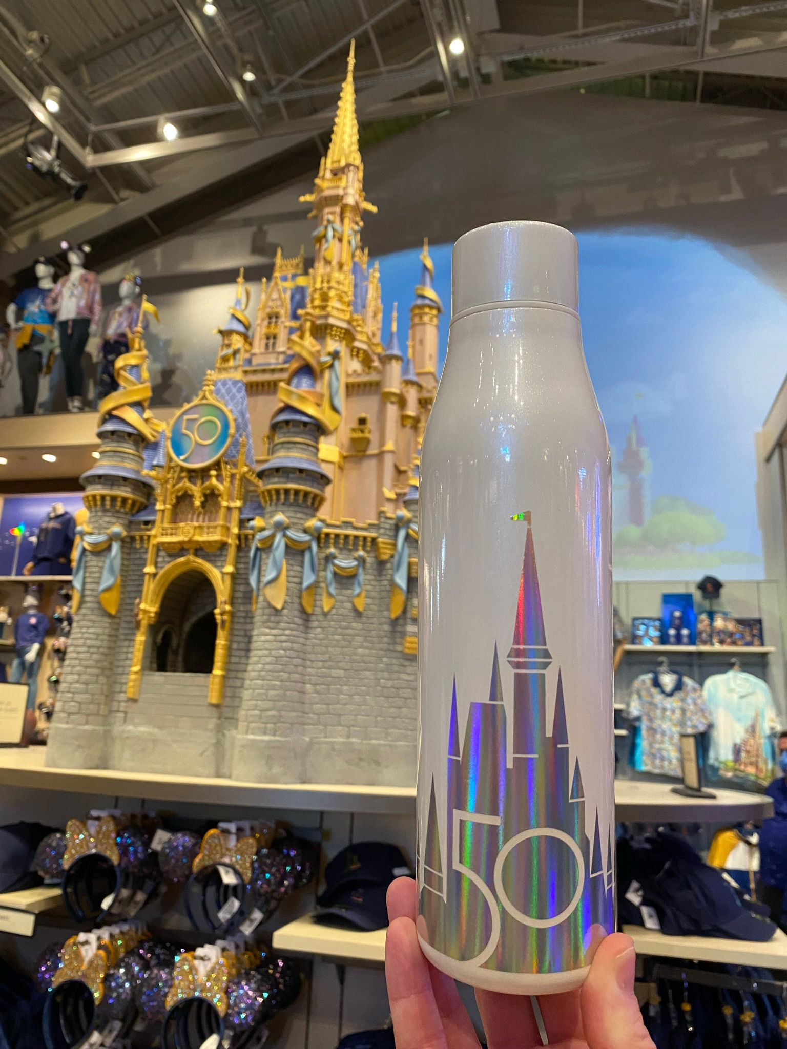 50th Celebration Holographic Cinderella Castle Water Bottle by Disney