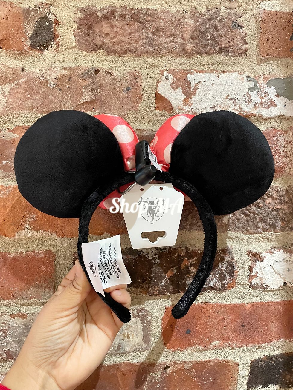 サムネイル： ミニー　ピンク水玉リボン　カチューシャ