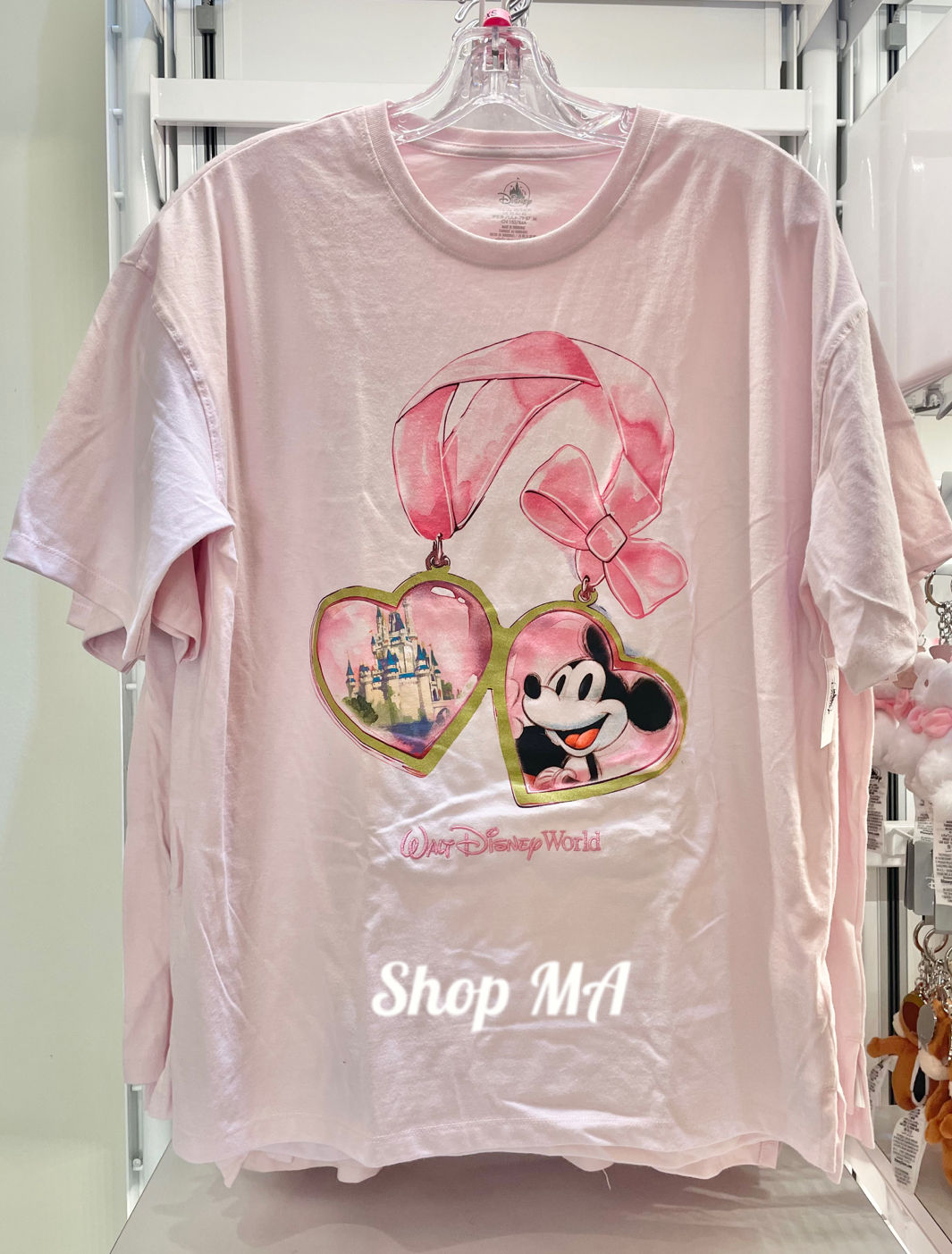 ミッキー＆シンデレラ城　ハート　レディースTシャツ