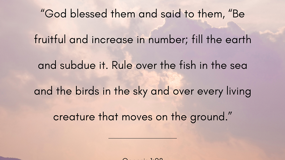 A nature graphic with the verse Genesis 1:28